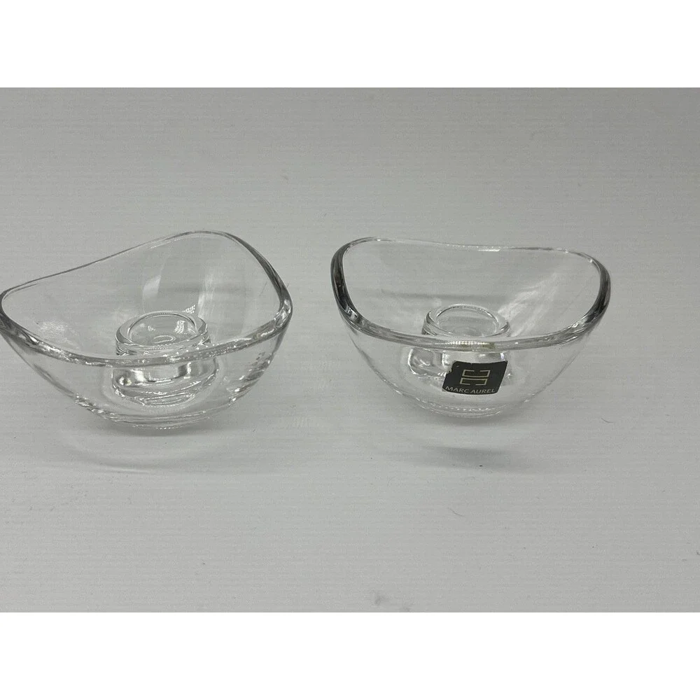 Marc Aurel Lead Crystal Candle Holders Set Of 2 Clear Germany Decor